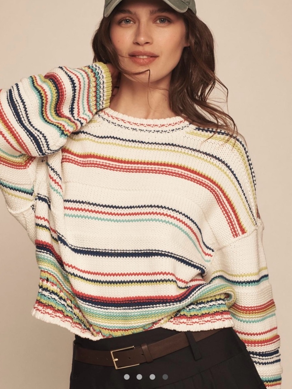 Maeve White Multicolor Striped Crewneck Sweater LIKE NEW CONDITION